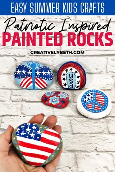 an image of patriotic painted rocks with text overlay