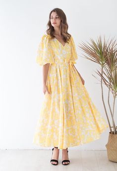 Yellow Floral Dress, Led Dress, Fashion Buyer, Boho Dresses, Flowering Vines, Dresses Outfits, Indie Design, Fun Fashion, Your Voice