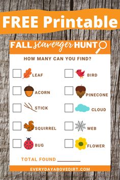 a free printable fall scavenger hunt for kids