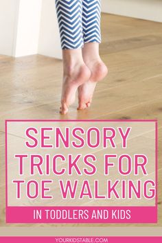 What causes sensory toe walking in children and how do you address it? Learn about toe walking sensory strategies, how it relates to sensory processing disorder, and when to be concerned. Teach Toddler To Talk, Child Development Activities, Duchenne Muscular Dystrophy, Toe Walking, Toddler Milestones, Sensory Diet, Occupational Therapy Activities, Pediatric Occupational Therapy