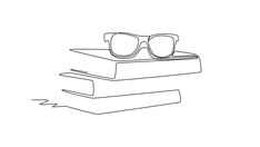 a stack of books with glasses on top