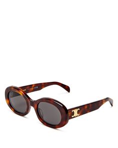 CELINE Triomphe Oval Sunglasses, 52mm Jewelry & Accessories - Bloomingdale's Celine Glasses, Protection Logo, Celine Triomphe, Sunglasses Brown, Brown Sunglasses, Oval Sunglasses, Celine Sunglasses, Black Solid, Cleaning Cloth