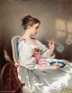 Blowing Bubbles | Blowing Bubbles Portrait Painting Woman, Charles Chaplin, Mary Cassatt, Painting Woman, 19th Century Art, Academic Art, Bubble Art