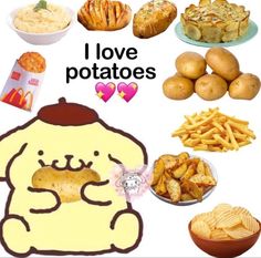 i love potatoes and other foods are arranged in the shape of a bear