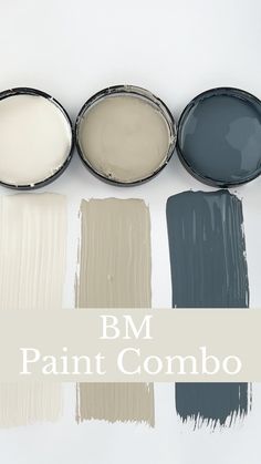 three different shades of paint with the words bm paint combo