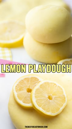 lemon playdough recipe with text overlay