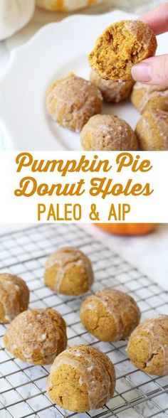 pumpkin pie donut holes are on a cooling rack