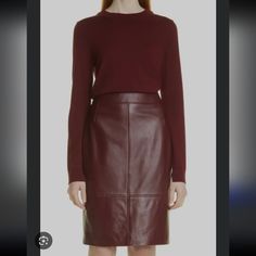 Nwt Hugo Boss Selrita Lamb Leather Pencil Skirt Lined Zips Up Back Size 4 Imported Beautiful Burgundy, Ruby, Red, Plum, Wine Color. Sold Out!!! As Seen On Meghan Markle, Queen Letizia, And Countless Others. $600 New Plus Tax Cross Posted Designer Leather Skirt For Work, Designer Fitted Leather Skirt, Designer Fall Skirt For Workwear, Designer Skirt For Workwear In Fall, Hugo Boss Women, Pencil Skirt Casual, Plum Wine, Silk Sweater, Red Plum