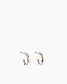 Petite Infinity Huggie Hoop Earrings in Sterling Silver with 14K Yellow Gold, 3mm David Yurman Earrings, Chain Strap Bag, Yellow Gold Earrings, Floral Shoes, Ancient Symbols, Perfect Harmony, The Infinity, Yellow Gold Earring, Huggie Hoop Earrings