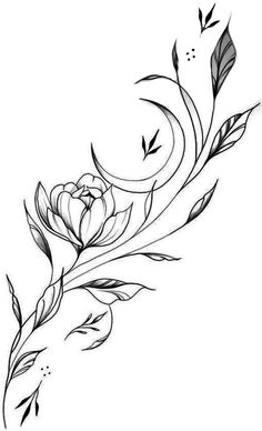 a black and white drawing of a flower