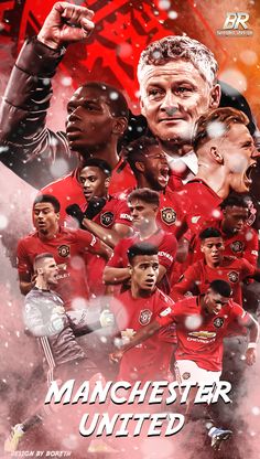 the manchester united team is featured in this poster