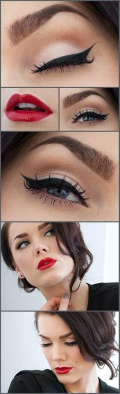 27 Insanely Easy Two-Ingredient DIYs Maquillage Pin Up, Stile Pin Up, Makeup Tip, Makijaż Smokey Eye, Winged Eyeliner, Old Hollywood Glamour, Red Lipstick, Eye Make, Love Makeup