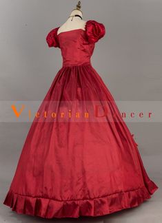 Christmas Simple Victorian Dress Women Old West Costume   Condition: Brand New  Color: Wine Red/Green/Rose Red/Purple/Blue  Material: This Victorian Christmas Dress is made of amp;nbsp; High Quality Satins,Smooth, soft and comfortable to wear  Sleeve Length: Short Sleeve  Dresses Length:Floor-Length  Neckline: amp;nbsp; Square Collar amp;nbsp;  Decoration: Ruffles + Lace  Style: This dress is perfect for Christmas Party,civil war,victorian,medieval,regency,renaissance, wedding, cosplay, themed p Vintage Formal Christmas Dresses, Christmas Vintage Formal Dress, Christmas Prom Gown, Red Ball Gown For Christmas, Red Fitted Christmas Ball Gown, Vintage Christmas Formal Dresses, Fitted Burgundy Dress For Christmas, Short Sleeve Christmas Wedding Dress, Red Vintage Ball Gown Dress