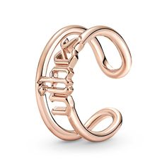 Looking for a ring that passes the vibe check? DONE! Finished in 14k rose-gold plating, this Pandora ME statement piece features the word "vibes" on a continuous line design that leads into the ring band. Wear yours and live your vibe every day. Please note: attempting to reshape the open band yourself will damage your ring. This ring is a size 7.5. Pandora Style #: 181986C00-56 Me Vibes, Pandora Me, Vibe Check, Gold Armband, Swarovski Bracelet, Pandora Rings, Pandora Style, Pandora Bracelet Charms, Continuous Line