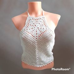 Crochet Halter Top, Festival Top, Crochet Top, Crop Top, Boho Top, Women Fashion Tops, Summer Tops, Backless Top, Gift for Her Bohemian Halter Neck Crochet Top For Party, Festival Crochet Halter Neck Top, Crochet Halter Neck Top For Festivals, Handmade Fitted Crochet Top For Festival, Handmade White Sleeveless Crochet Top, Fitted Halter Neck Crochet Top For Festival, White Handmade Sleeveless Crochet Top, Bohemian Crochet Tops For Party, White Crochet Triangle Halter Top