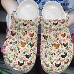 Chicken Flower Shoes - Chicken Farm Crocs Clog Gifts For Birthday Crocs Clog, Crocs Crocband, Flower Shoes, Crocs Classic Clogs, Chicken Breeds, Chicken Farm, Wooden Shoes, Crocs Shoes, Clogs Shoes