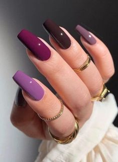 Purple nails can add a touch of royalty, sophistication, and intrigue to your winter look. Whether you prefer deep and regal purples or soft and dreamy lavender shades, there are plenty of purple nail ideas to explore. Here are 15 gorgeous purple nail ideas to inspire your winter manicures in 2023-2024: 1. Royal Purple Elegance Opt for a deep and rich royal purple nail color for an elegant and regal winter look. 2. Lavender Dreams Choose soft and Ballerina Nails Long Classy, Fall Purple Nails Art Designs, Black Nails Valentines Day, Ideas Uñas, Mauve Nails, Nagellack Trends, Sassy Nails, Nail Time, Girlie Girl