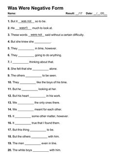 worksheet for the negative form of an english speaking sentence with pictures on it