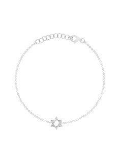 Wear your faith with style in our Star of David Diamond Bracelet. This 14K bracelet features a dazzling Star of David design, making it the perfect accessory for any occasion. Embrace your unique sparkle with this must-have piece. Elegant Sterling Silver Star Bracelet, Elegant Sterling Silver Bracelets With Star Charm, Diamond Star, Initial Jewelry, Star Of David, Engraved Items, Initial Necklace, Diamond Bracelet, Jewelry Pieces