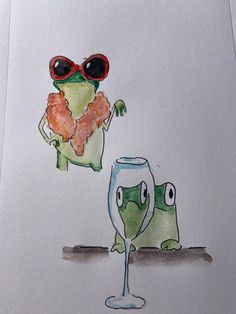 Frog Cartoon Drawing, Frog Cartoon, Watercolor Art Landscape, Frog Drawing, Art Idea, Happy Paintings, Doodle Art Designs, Cartoon Drawing