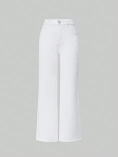 White  Collar  Denim Plain Skinny Embellished High Stretch  Tween Girls Clothing Coquette Fits, White Jeans Girls, 13 Year Girl, Preppy Pants, Teen Pants, Pants Ideas, White Jeans Outfit, Vanilla Girl, Cute Pants