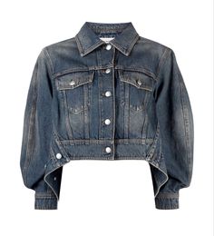 Jacket Png, Alexander Mcqueen Jacket, Classic Denim Jacket, Denim Chic, Blue Tone, Gathered Sleeves, Blue Denim Jacket, Cropped Denim Jacket, Emilio Pucci