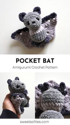 the crocheted stuffed animal is ready to be made into an ornament