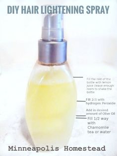 Diy Hair Lightening Spray, Hair Lightener Diy, Hair Lightening Spray, Lighten Hair Naturally, Hair Lightening, Lighten Hair, Hair Lightener, How To Lighten Hair, Home Remedies For Hair