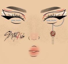 Eye Makeup Designs Art, Skz Makeup Inspired, Stray Kids Makeup Inspired, Stray Kids Inspired Makeup, Straykids Makeup, Cute Eyeliner Looks, Stray Kids Makeup, Skz Makeup, Makeup Ideas Drawing