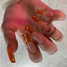 August Nails, Hello Nails, Her Nails, Dope Nail Designs, Jelly Nails, Glam Nails, Hot Nails, Orange Nails