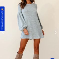 Very Comfortable And Soft Material. Can Be Dressed Up Or Down! Super Cute With Boots! Color: Grey Size: Usa M/ Aus 10 Selfie Leslie, Soft Material, Sweater Dress, Dress Up, Super Cute, Long Sleeve Dress, Brand New, Womens Dresses, Boots