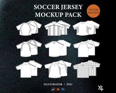 the soccer jersey mockup pack includes different shirts