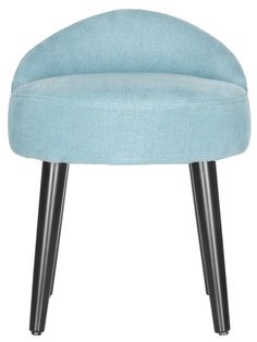 Brinda Vanity Chair - AmericanHomeFurniture Blue Vanity Chair, Light Blue Vanity, Light Blue Chair, Black Accent Chair, Mid Century Light, Safavieh Furniture, Blue Vanity, Vanity Chair, Vanity Stool