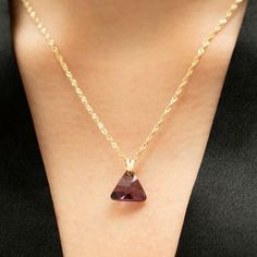 Higher Perspective, State Of Being, Triangle Necklace, Necklace Gold, Arrow Necklace, Swarovski Crystals, Lilac, Gold Necklace, Sparkle