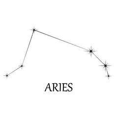 the zodiac sign aries is shown in black and white, with stars on it