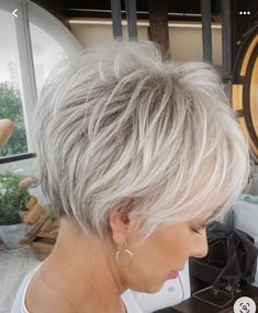 Short Bob Hairstyles Grey Hair, How To Make Short Hair Look Longer, Stacked Pixie Haircut Over 50, Short Hairstyles Women Over 50, Back Of The Head Haircut, Short Bob Haircuts For Fine Flat Hair, Womens Haircuts 2024, Short Stacked Bob Haircut Over 50, Short Haircuts For Women Over 50