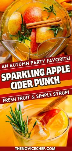 an autumn party favorite sparkling apple cider punch