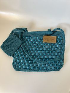 New (8) Trendy Rectangular Turquoise Shoulder Bag, Trendy Turquoise Rectangular Shoulder Bag, Trendy Blue Crochet Bags, Turquoise Rectangular Shoulder Bag For Summer, Handmade Turquoise Summer Bag, Rectangular Turquoise Shoulder Bag For Beach, Handmade Turquoise Bags For Summer, Turquoise Rectangular Casual Shoulder Bag, Crochet Zipper