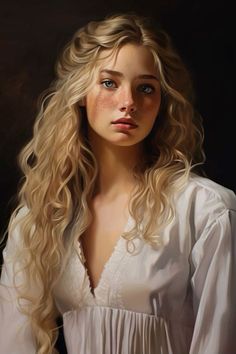 a painting of a woman with long blonde hair