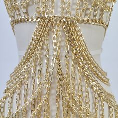 Stage Dress, Party Inspiration, Golden Color, Club Dresses, High Neckline, Metal Chain, Modest Fashion, Body Types, Dress Making