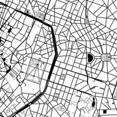 a black and white map of the city of paris with streets, roads and buildings