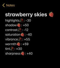 a black background with red strawberries and the words strawberry skies written in white on it