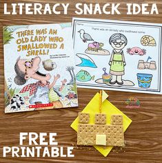 two children's books with the title, free printables for library snack idea