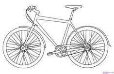 a drawing of a bicycle with the front wheel and seatposts extended, on a white background