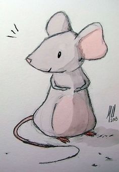 a drawing of a mouse sitting on the ground