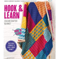 the front cover of hook and learn magazine, featuring an image of a multicolored blanket