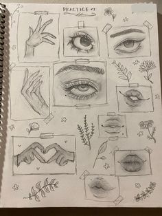 a drawing of different types of eyes and hands