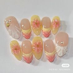 #nails #nailart #nailsofinstagram #naildesign #nailsaesthetic Nails Airbrush, Orange Y2k, Flower Press, Punk Nails, Airbrush Nails, Medium Almond, Girly Acrylic Nails