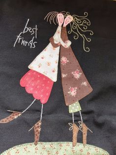 two women are hugging each other on a black background with words best friends written across the image