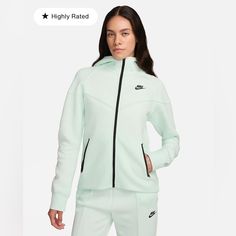 New With Tags Nike Sportswear Tech Fleece Windrunner Full-Zip Hoodie In Size Extra Small, Light Green Color. Matching Pants Are Available (Worn Once). Nike Clothes, Nike Sportswear Tech Fleece, Nike Sportswear Women, Blusas T Shirts, Women's Sportswear, Nike Tech Fleece, Sports Football, Nike Tech, Tech Fleece